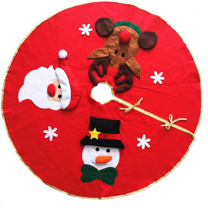 

Christmas Tree Skirt Mat Non-woven Fabric Santa Claus Snowman Stereoscopic Decoration Scene Matching Red 100cm1