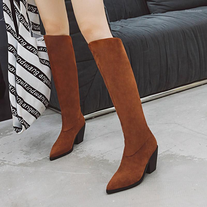 

AIWEIYi Knee High Boots High Heels Boots Platform Plush Warm Womans Winter Long Zapatos Mujer Black Brown1