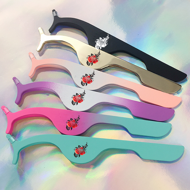 

stainless steel eyelash extension tweezers Eye Lash applicator Makeup Tools Nipper Auxiliary Clip 11 colors A