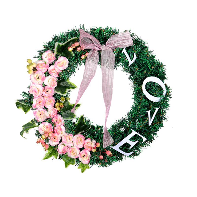 

New Hot Sale Fashion Rose Wreath Garland Pendant Love Letters Window Decoration for Home / Hotel / Shopping Mall Wholesale