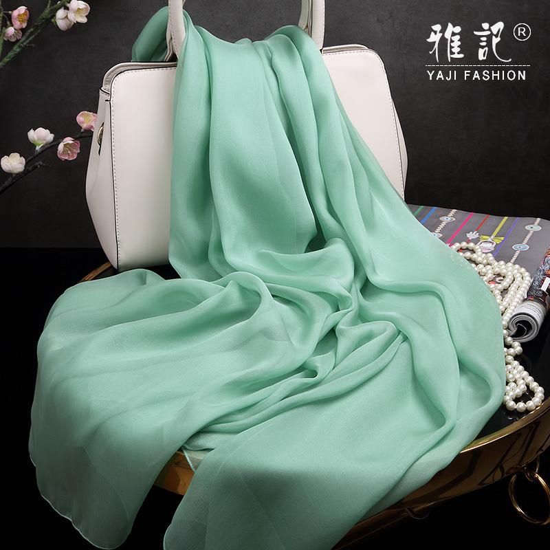 

Scarves Women Fashion 100% Silk Scarf Soft Elegant Green Pure Solid Color Female Hangzhou Square Shawl Long Spring Autumn Winter Summer, Blue;gray