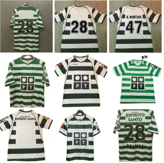 

#28 C.RONALDO Sporting Lisbon retro 2001 2002 soccer jerseys 01 02 Vintage Maillot QUARESMA Camisa de futebol M.NICULAE football shirts DD, 03-04