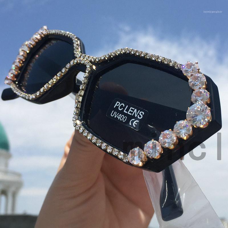 

Sunglasses Retro Woman Brand Big Frame Vintage Square Men Shades For Women 2021 Rhinestone Sun Glasses NX1