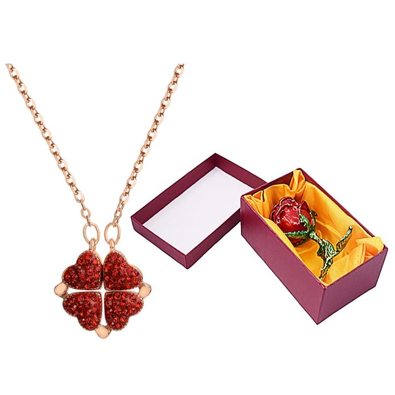 

Chains Three-dimensional Rose Ornaments With Red Blue Pendant Necklace Alloy Dripping Oil Point Drilling Storage Box