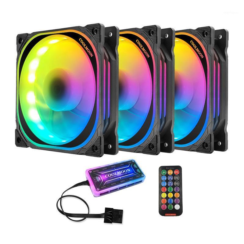 

COOLMOON RGB Computer Case Fan, 12cm Multi-Layer Silent Light-Emitting Computer Case Cooling Fan CPU Fan (3PCS)1
