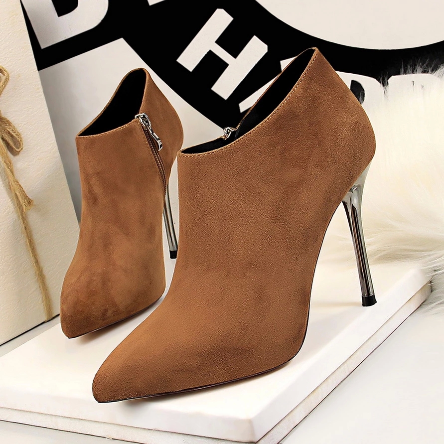 

BIGTREE Winter Autumn Ankle boots Pumps Women Zapatos De Mujer Snow Boots High Heel Boots Sexy Nightclub Pointed Toe Thin Heel #hA6w, Beige