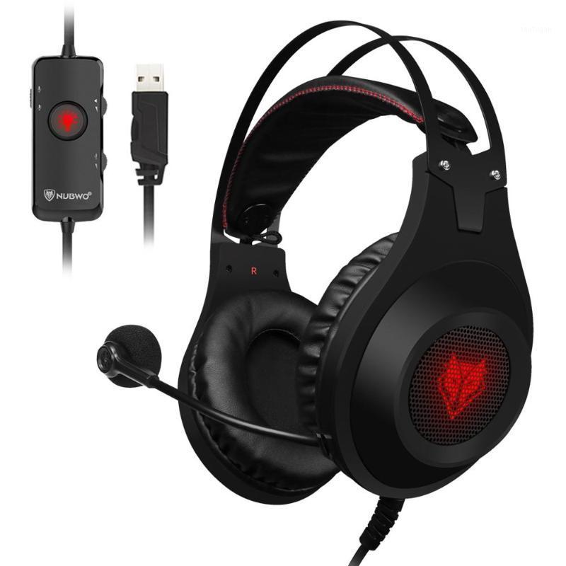 

NUBWO N2U Gaming Headset USB Wired 7.1 Surround Stereo Bass Headphones with LED Lights Microphone for PUBG PS4 PC Gamer1, Black