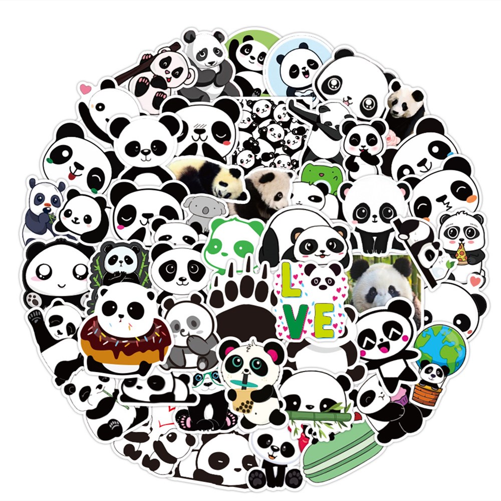 

50pcs/Lot Wholesale Hotsale Panda Stickers Waterproof No-duplicate Animals Sticker For Laptop Luggage Notebook Car Decals, Multi-color