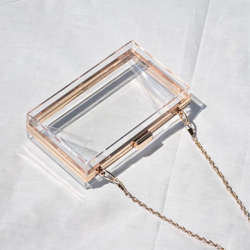 Women's bag 2021 new acrylic transparent high-end dinner Evening Bags slung mini party hand small square