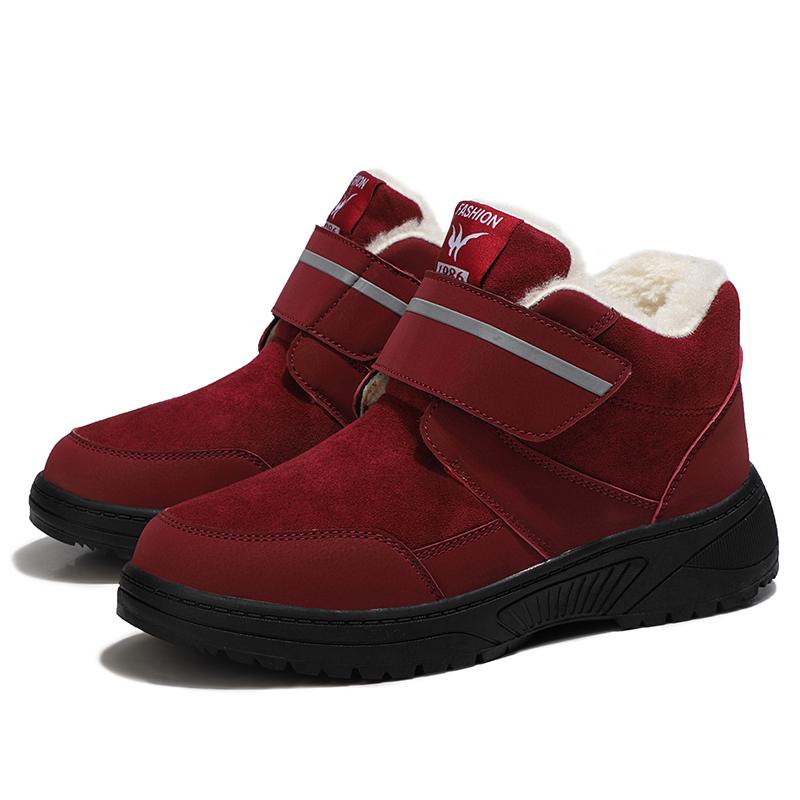

2020 New Winter Snow Boots Women Waterproof Fur Soft Sole Slip on Ladies Pu Red Women Ankle Botas Mujer Boots Wram Sneakers, Black