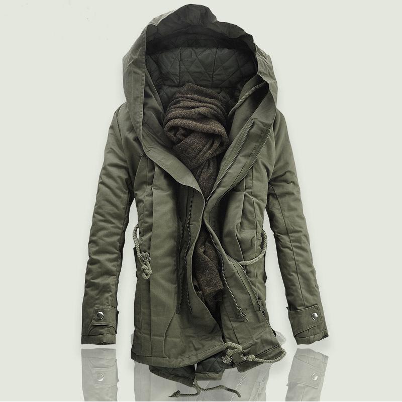 

2020 New Men Padded Parka Cotton Coat Winter Hooded Jacket Mens Fashion large size Coat Thick Warm Parkas Black army green 6XL, Khaki