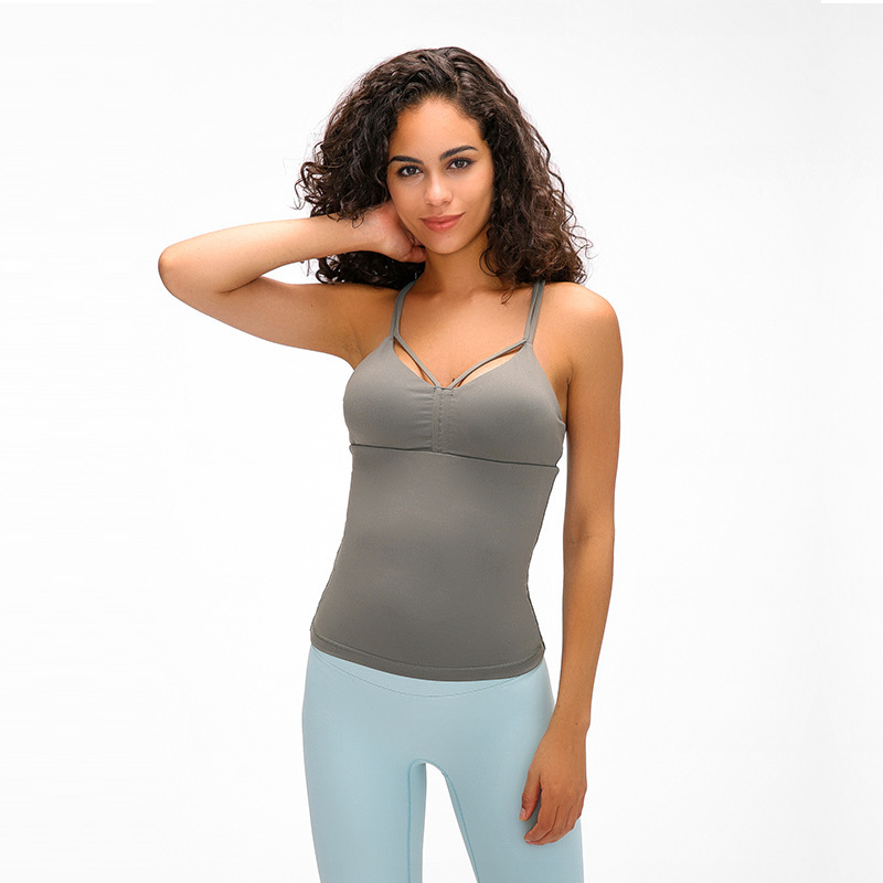 

New Style Chest Fold Yoga Vest Sexy Thin Belt Cross Beauty Strap Sports Bra Running Fitness Tank Tops Gym Clothes Women, White
