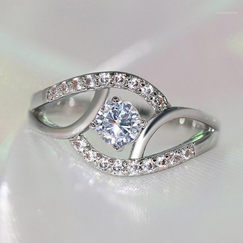 

Wedding Rings ZHOUYANG For Women Elegant Spiral Hollow Out Cubic Zirconia Silver Color Engagement Gifts Fashion Jewelry R508, Slivery;golden