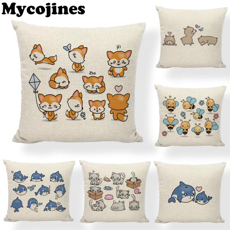 

Lovely Axolotl Cushion Cover Bee Pig 45*45cm Home Living Room Sofa Chair Decoration Printed Linen Accessories Pillow Cases