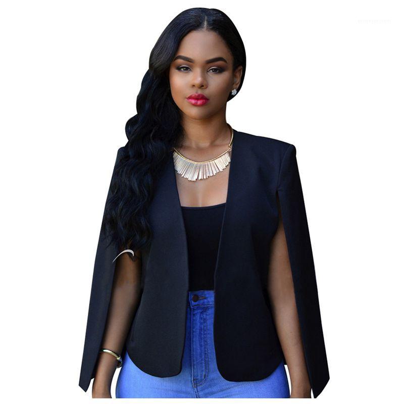 

Women's New Fashion Spring Autumn Business Slim Long Cape Blazer Coat Ladies Cloak Cape Suit Jacket Coat Elegant Outwear(Blac1, Black