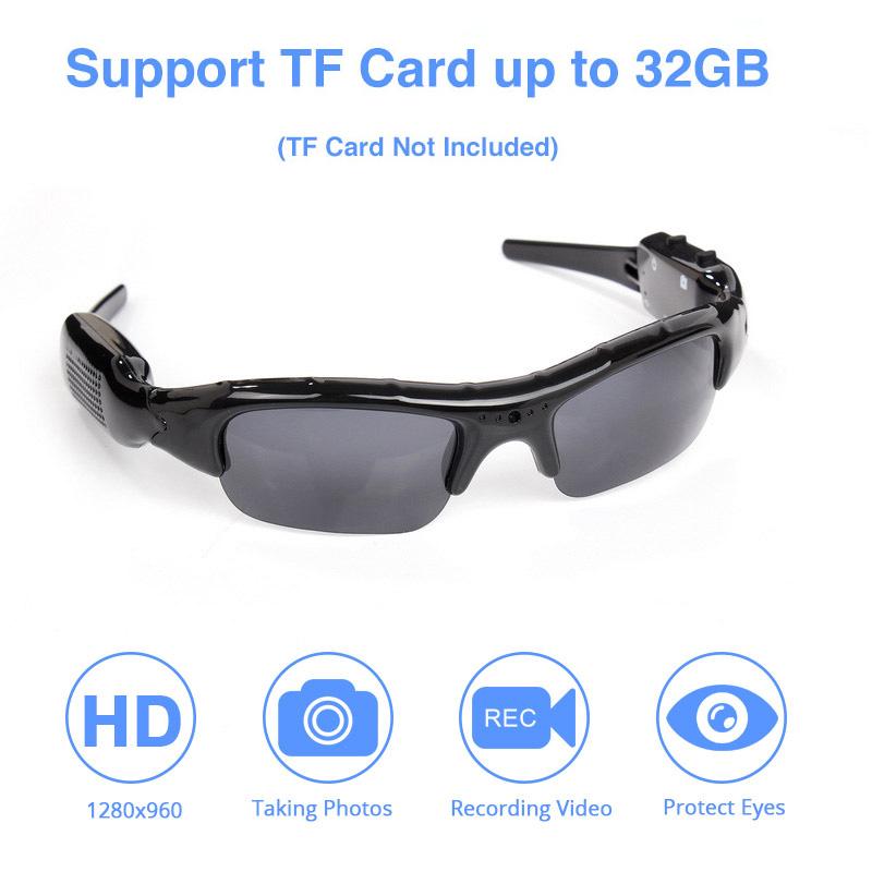 

Wide Angle Sunglasses Camera Mini Eyewear DV DVR Video Recorder Outdoor Sports micro Camcorder Support TF Card Driving Glasses