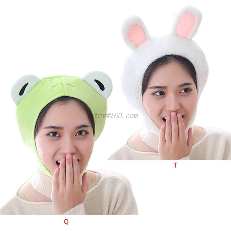 

Women Girls Frog Animal Earflap Hat Winter Warm Plush Beanie Cap Mask Cosplay Costume Party Supplies Photo Prop, Green
