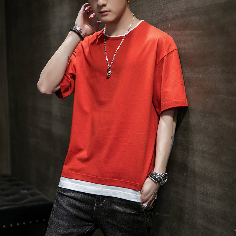 

2021 Men Casual Short Sleeve Men's Basic Tops Tees Stretch t Shirt Mens Clothing Chemise Homme Sjky, Yellow