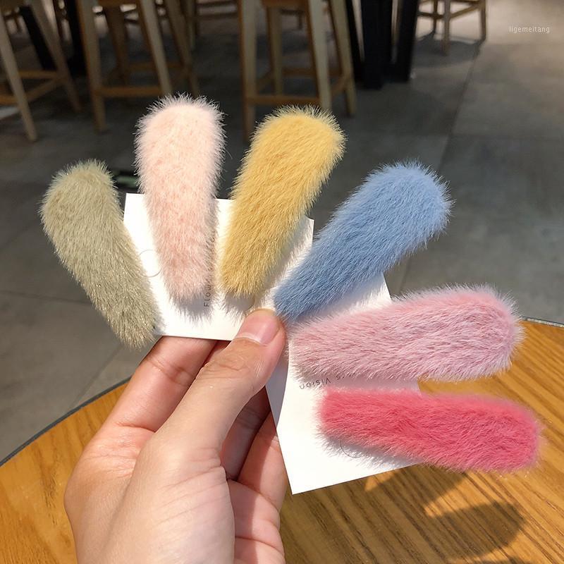 

Winter Cute Warm Imitation Mink BB Hair Clips Bobby Pin Barrette Accessories For Women Girls Hairpins Hairgrip Hairclip Headwear1, 2 yellow