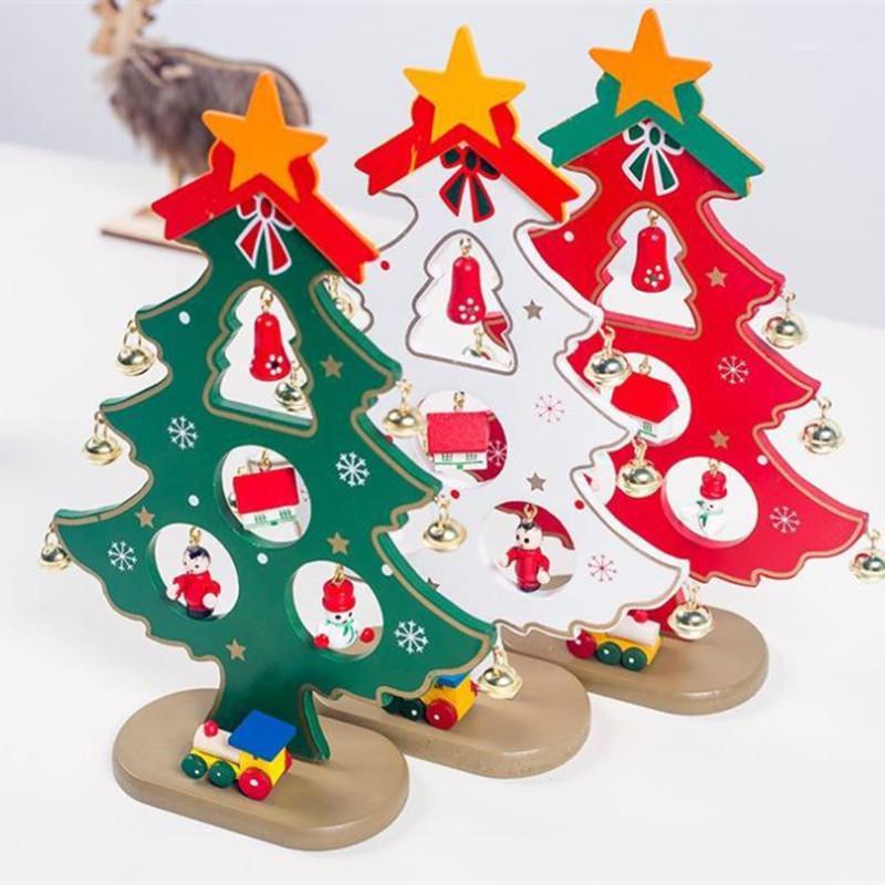 

New Year 2020 Creative DIY Wooden Christmas Tree Decoration for Home Navidad Jingle Bells Ornament Xmas Tree Table Desk Decor1