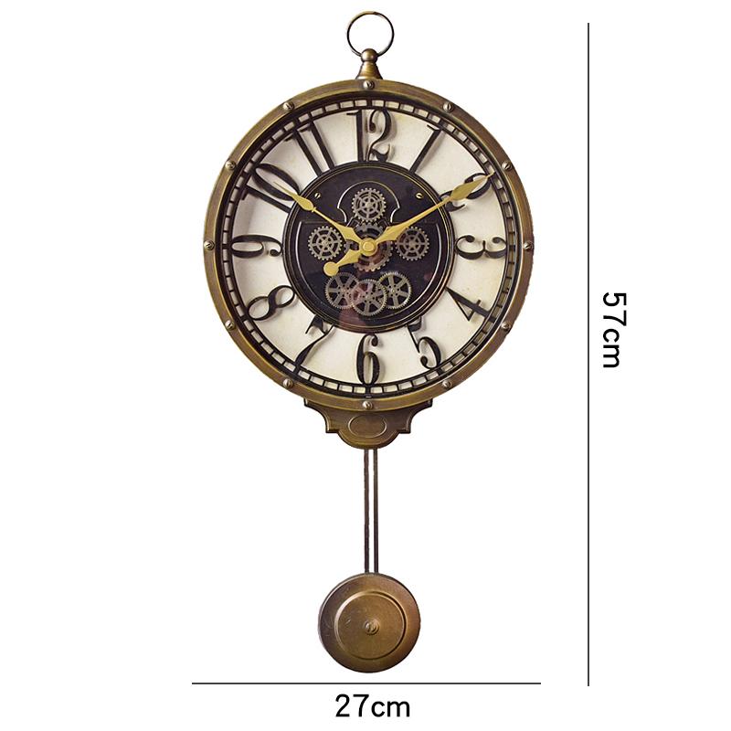 

Creative Large Wall Clock Retro Living Room American Bedroom Pendulum Clock Wall Watch Decorative Swing Silent Clocks Gift SC627