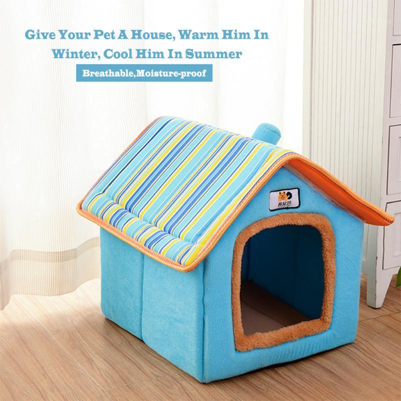 

100% Cotton Personalized Pet House Shape Kennel Small And Medium Brown Blue Pink Removable Dog House Comfortable Pet Supplies1