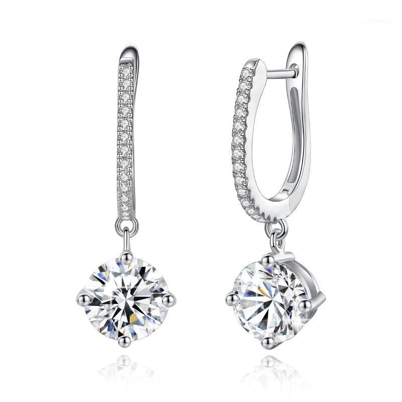 

Stud Classic Original Moissanite Earrings Women's Gemstone 14K White Gold Color 925 Silver Drop Fine Jewelry Birthday Gift, Golden;silver