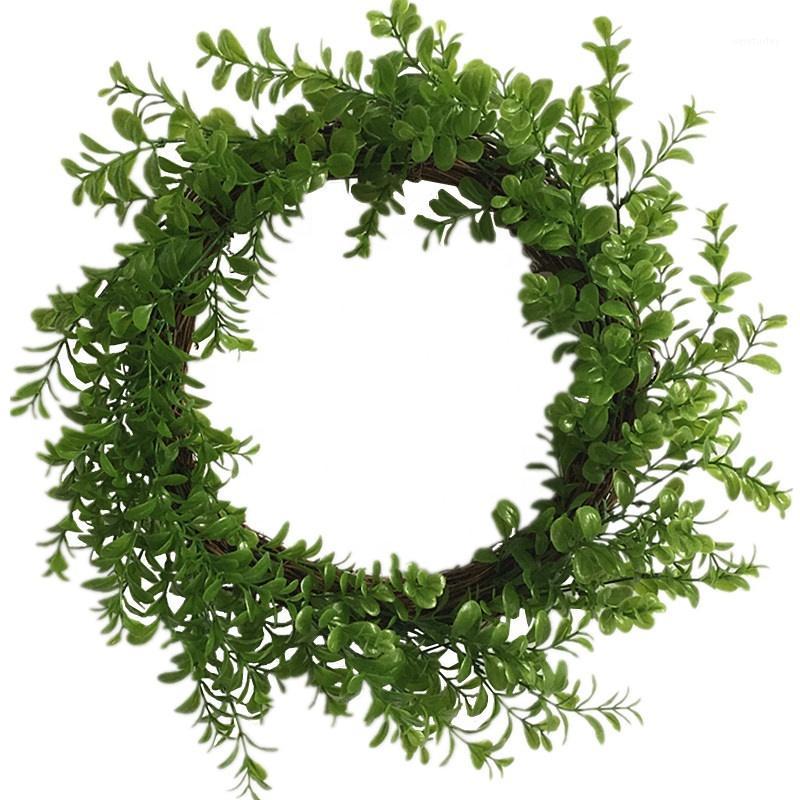 

16 Inch Artificial Greenery Wreath Door Wall Window Decoration Christmas Wreath1, Green