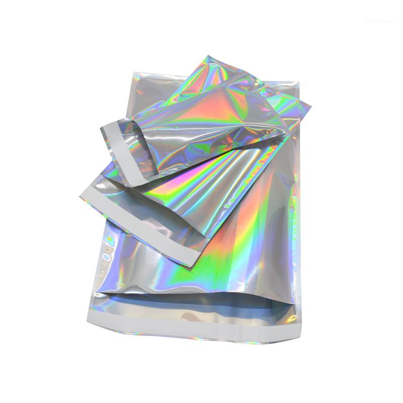 

Gift Wrap 100pcs Laser Self Sealing Plastic Envelopes Mailing Storage Bags Holographic Jewelry Poly Adhesive Courier Packaging