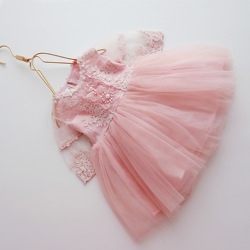 

2021 New Toddler Infant Princess Lace Tutu Pearls Baby Girl Wedding Kids Clothes for Birthday Party 0-3y Gq4d, Lavender