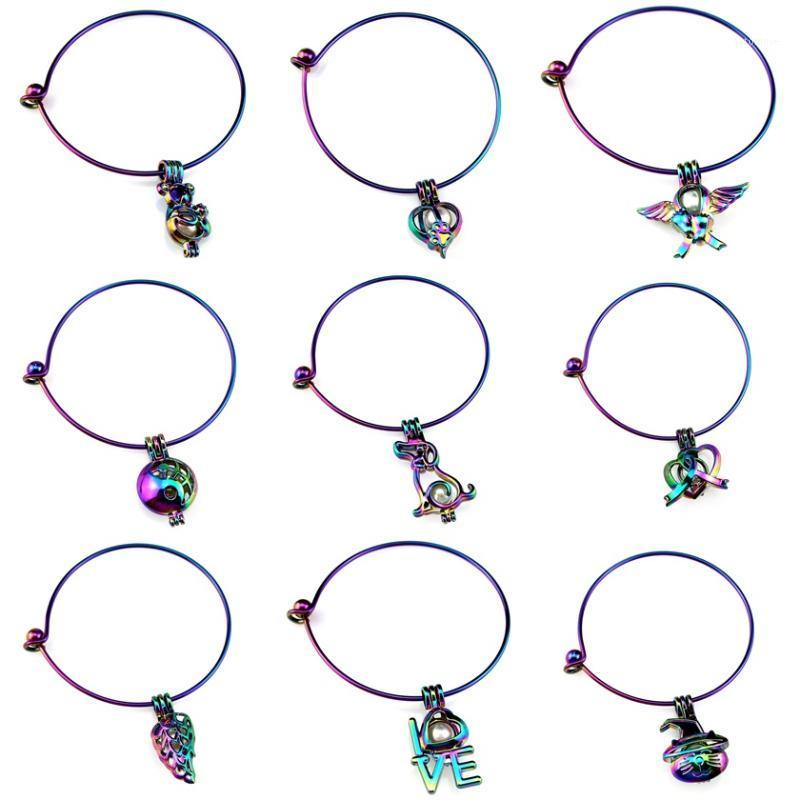 

Rainbow Animal Witch Hat Beads Cage Locket Wrist Girl Kids Expandable Wire Steel Bracelet Bangle1