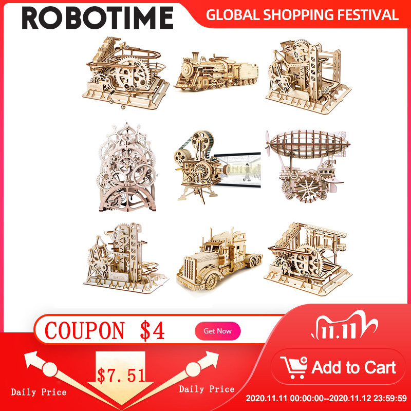 

Mechanical Robotime 3D Puzzle Toy Wooden Model Gear Laser Cutting Assembly Building Kit Birthday Gift Toys For Children
