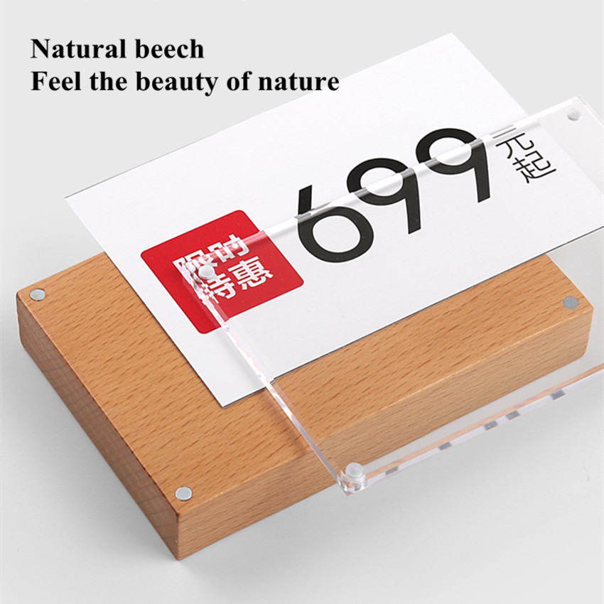 150*100mm Tents Menu Stand Place Wedding Table Name Holders Portrait Style Ad Frame Wood And Magnetic Upright Sign Holder-image-464999782