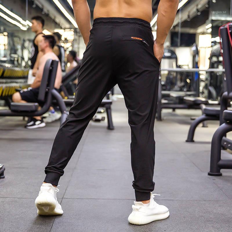 

New Summer Black Running Pants Men Fitness Sports Gym Elastic Quick dry Sweatpants Training Jogging Exercise Trousers Zip pocket1, 7116 black pants