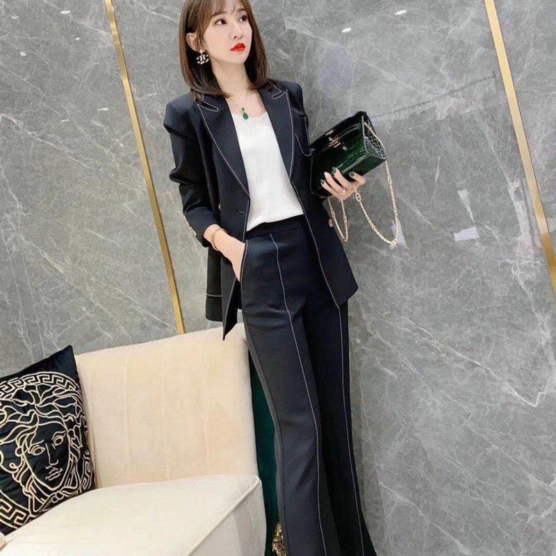 

The cargo high-end custom suits female show thin bell-bottomed pants pants suit jacket coat lapels two-piece outfit, See chart