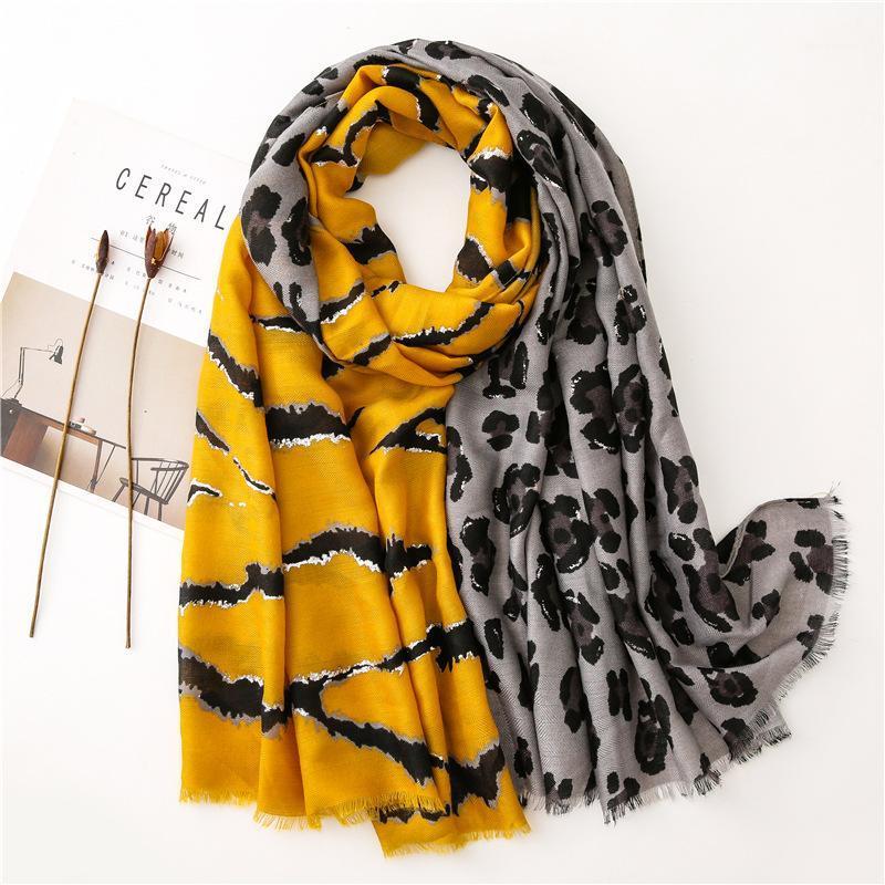 

2020 Women Newest Zebra Pattern Silver Foil Pattern Cotton Scarf 6Colors 10pcs/lot1
