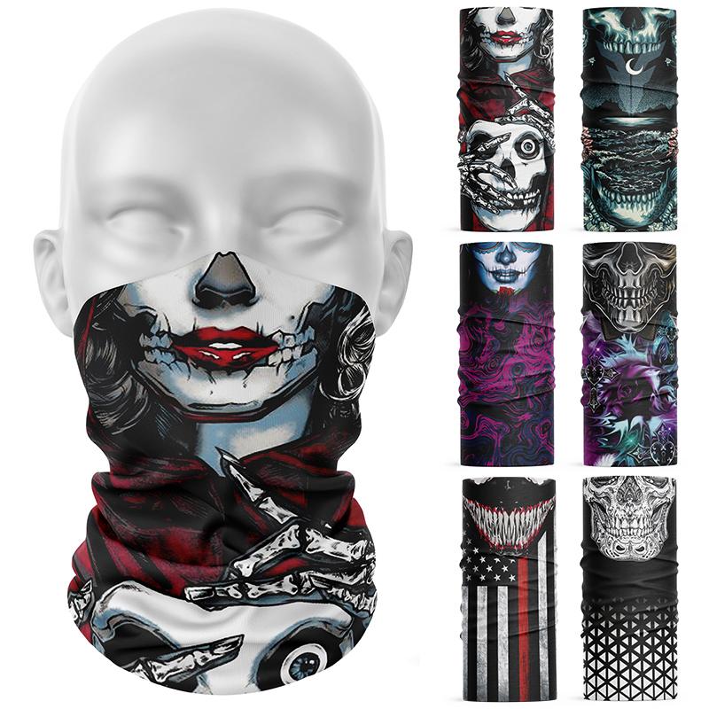 

3D Skull Headband Scarf Ring Scarves Tubular Guard Bicycle Neck Gaiter Seamless Magic Bandana Multi Functional Cycling Bandana