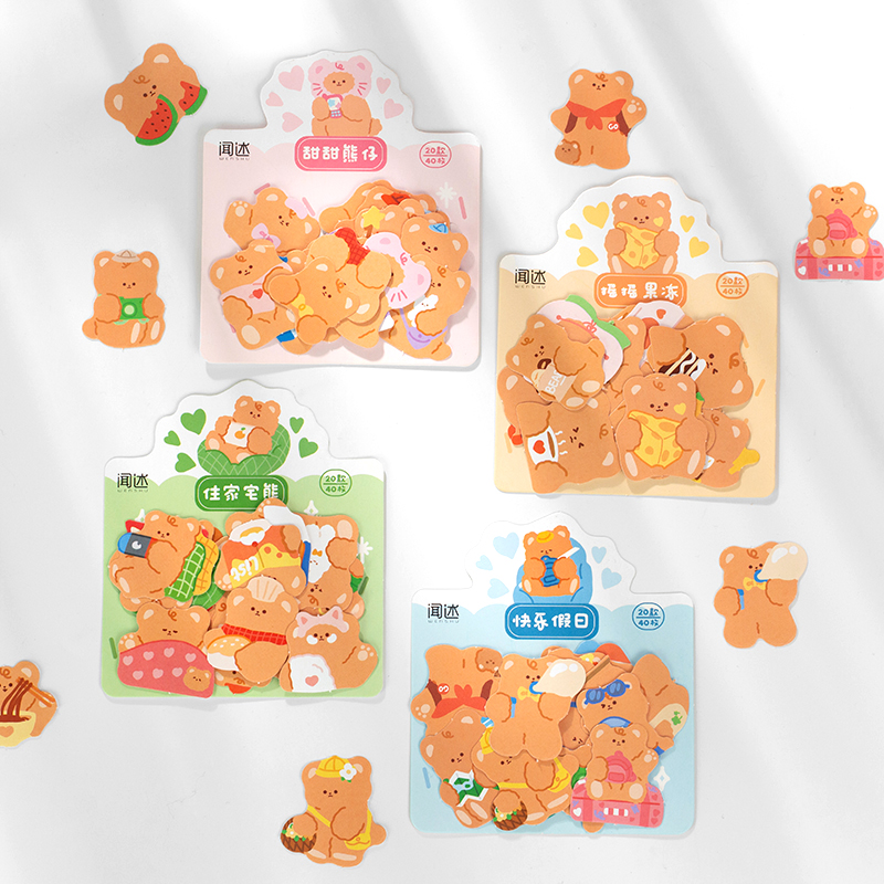 

40 pcs/lot Cute Little Bear Stickers Cartoon aesthetic Decorative Scrapbooking Album Stick Label Planner DIY stationery Sticker