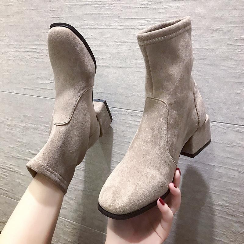 

Women's Boots Autumn and Winter Thick Short Boots 2021 New Ins Trendy Thin Casual British Style Female Short Shoes1, Black