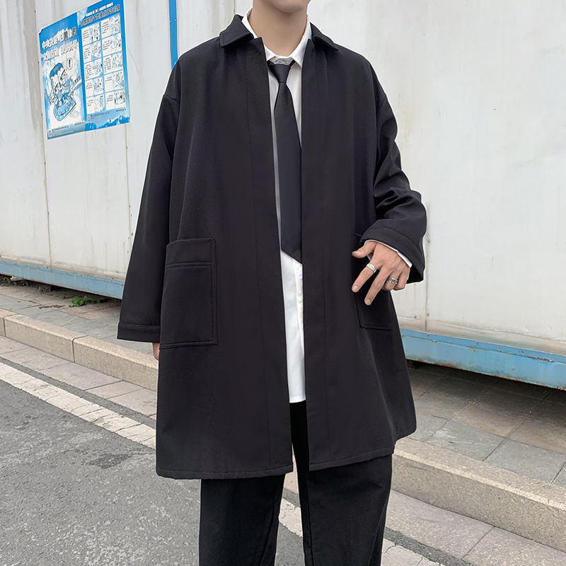 

Suits 2021 Male Spring and Winter New Temper Mid-length Thick Suit Young Men's Clothes PRM5, Black