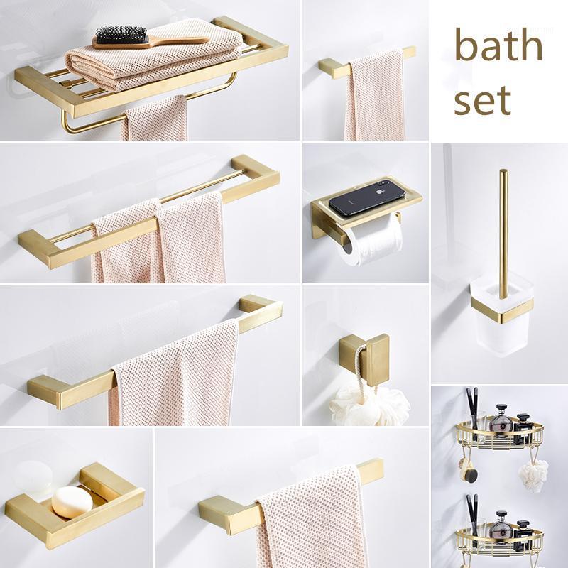 

Bathroom Set Accessories Stainless Steel Brushed Gold Towel Rack with Hook Wall Toilet Brush Holder,toilet Roll Paper Holder1