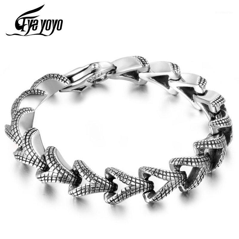 

EyeYoYo 210mm Men's Titanium Steel Cast Scale Pattern Bracelet Punk Bracelet1