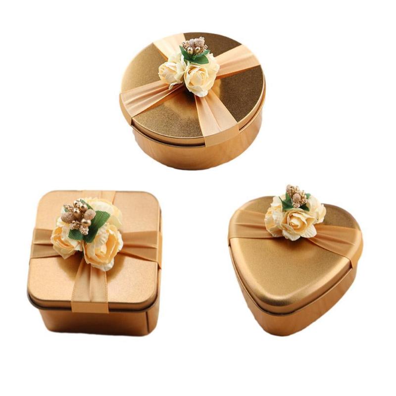 

Round Shape Wedding Candy Box With Berry Flower Ribbon Gift Container Chocolate Metal Tin Boxes Party Organizer Box Fa O0L3