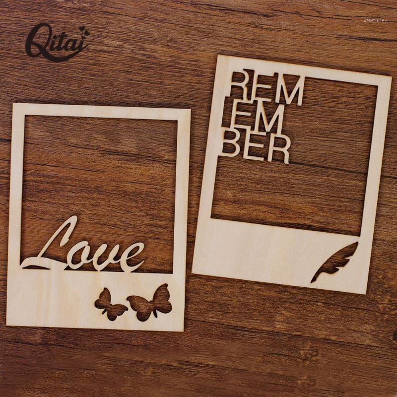 

QITAI 12pcs/set 2 design remember love Wooden Photo Frame Craft Handmade Home Decoration memory Scrapbooking card DIY WF1261