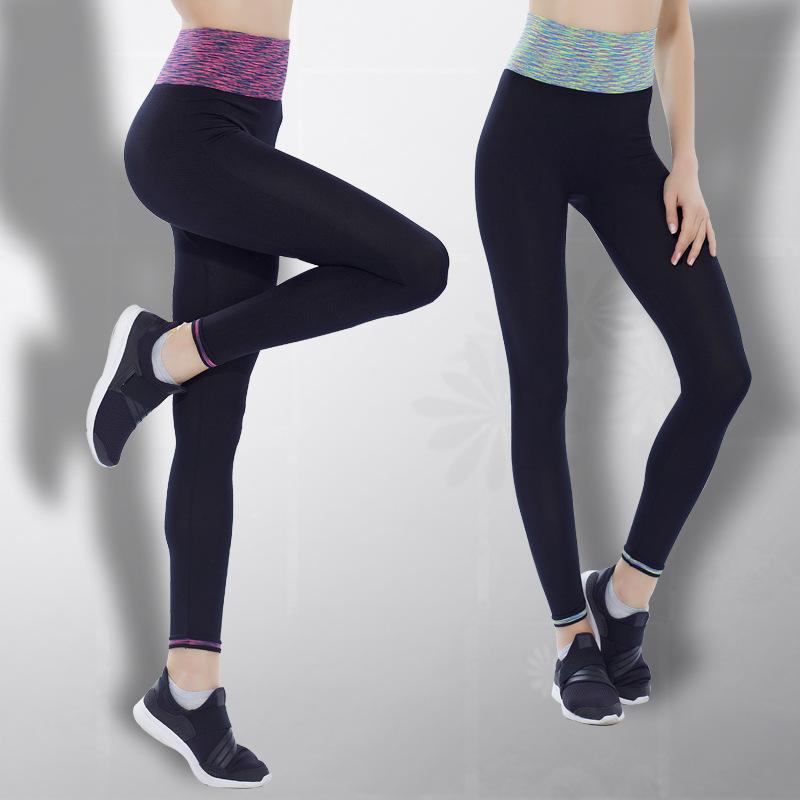 

Sports Fitness Cropped Trousers European and American Running Hip Raise High Waist Abdominal Elastic Tights Women's Skinny Yoga, Green