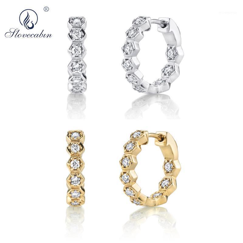 

Slovecabin 925 Sterling Silver Good Honeycomb Hoop Huggies Crystal CZ Zircon Loops Circle Fashion Women Engament Jewelry Gift1