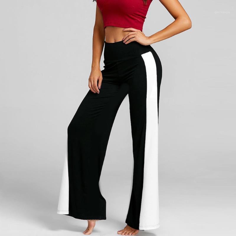 

Wide Loose Elastic Yoga Pants Fashion Womens Color Block High Waisted Casual Home Sports Gym Leggings Fitness Trousers1, Black