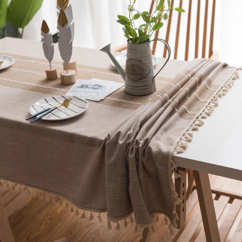 

Linen Tablecloth kitchen table Multi Color Solid Decorative Waterproof Oilproof Thick Rectangular Table Cover Cloth1, 03