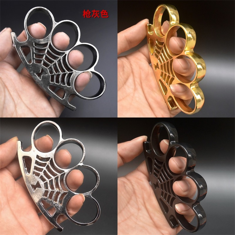 

Four Fingers Knuckles Protective Gear Spider Web Martial Art Self Defense Men Knuckle Dusters Outdoor Kirsite Gold Sliver 5 8kga