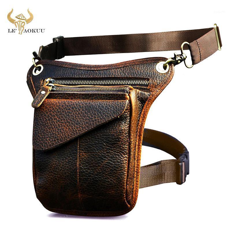 

Thick Genuine Leather men Vintage Small Shoulder Messenger Bag Designer Travel Belt Fanny Waist Pack Drop Leg Bag Male 211-31, Gold